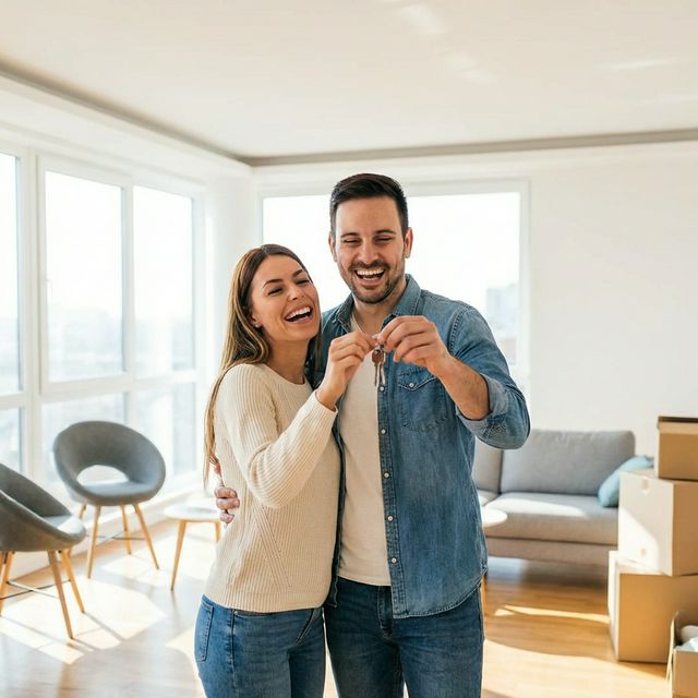 Happy family moving in